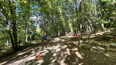 Students running on the trail
