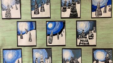 Winter night tree scape