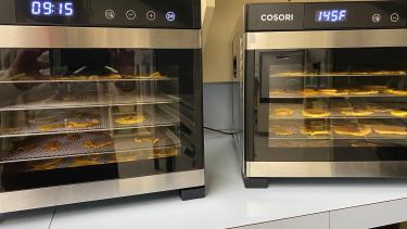 Apples drying in a dehydrator
