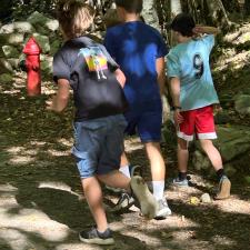 Students running on the trail