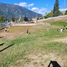 Students running on the field