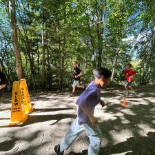 Students running on the trail